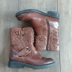 Frye Brown leather stud boots girls 12y